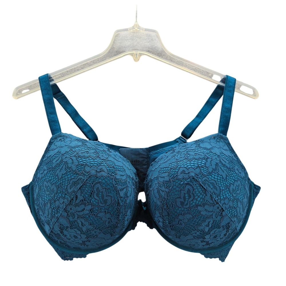 Torrid Teal Lace Full Coverage Underwire Bra Plus Size 44F Padded Sexy
